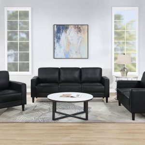 Monica Sofa + Loveseat + Chair (Black)