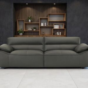 Buxton graphite top grain leather sofa