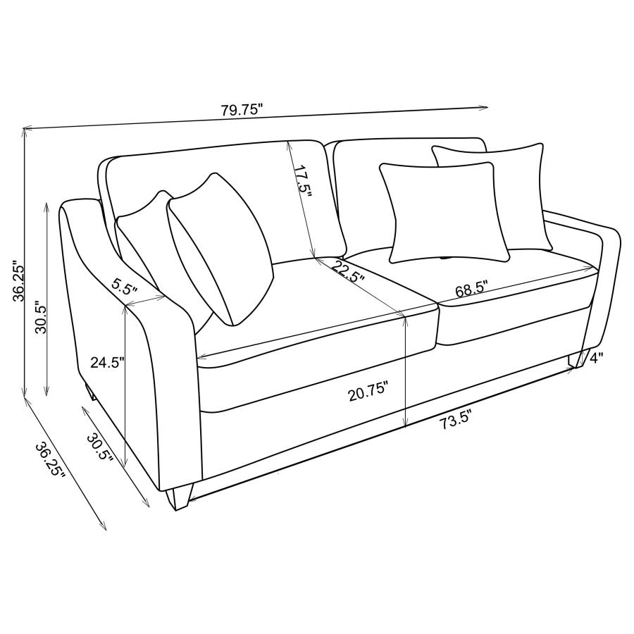 Christine beige chenille sofa dimensions diagram