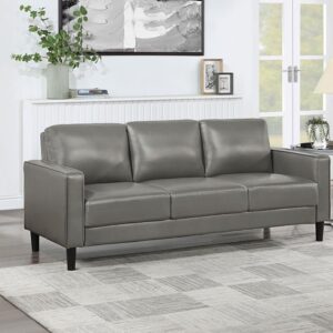 Monica grey faux leather three-seat sofa