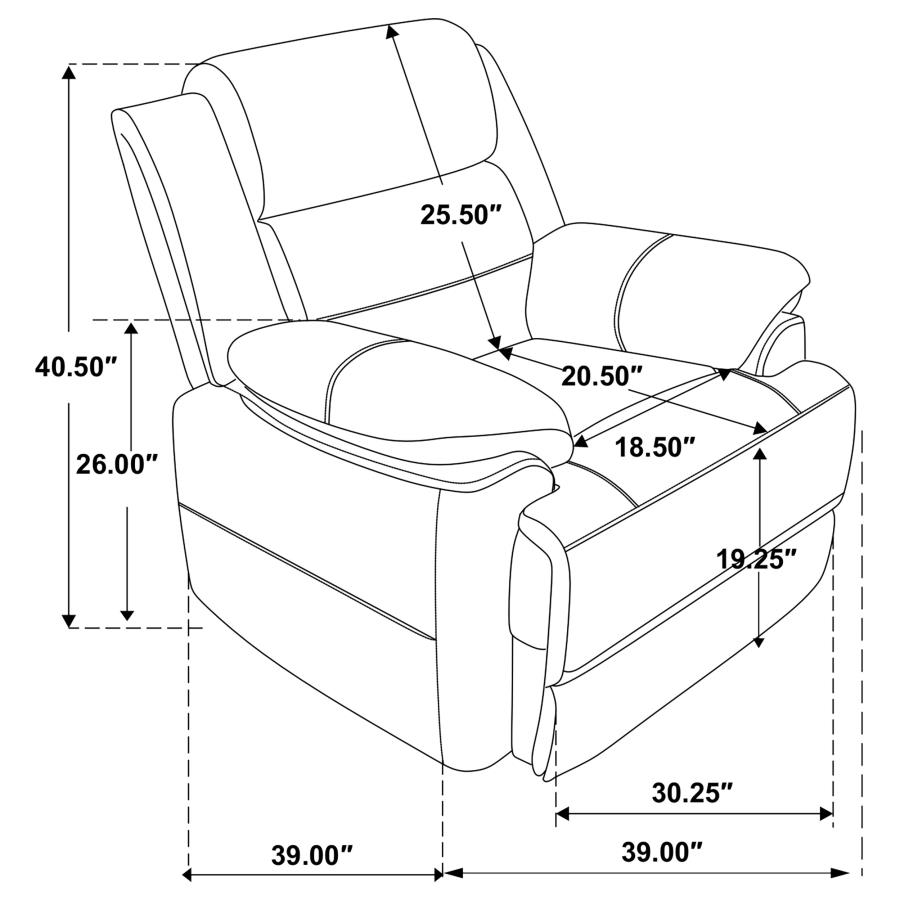 Ellington dark brown faux leather chair dimensions diagram