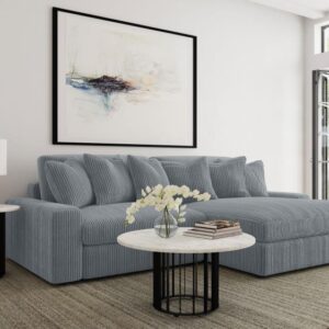 Blaine grey corduroy sectional sofa with chaise