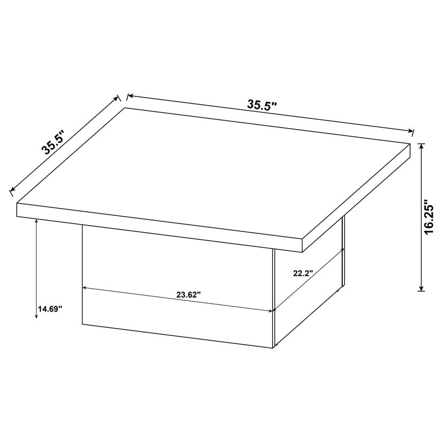 Devar coffee table dimensions 35.5 x 35.5 x 16.25 inches