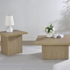 Devar coffee table and end table set in latte brown