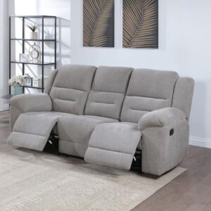 Gilson grey reclining sofa with footrests extended