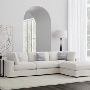 Serene cream sectional sofa with chaise