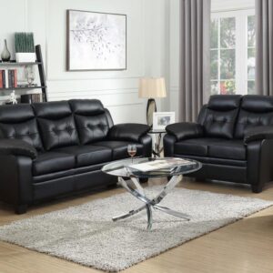 Finley Black Sofa and Loveseat Set in Living Room
