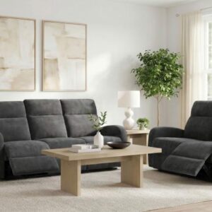 Hamilton Charcoal Grey Reclining Sofa and Loveseat Set