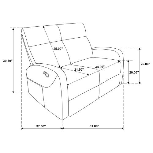 Hamilton Reclining Loveseat Dimension Diagram